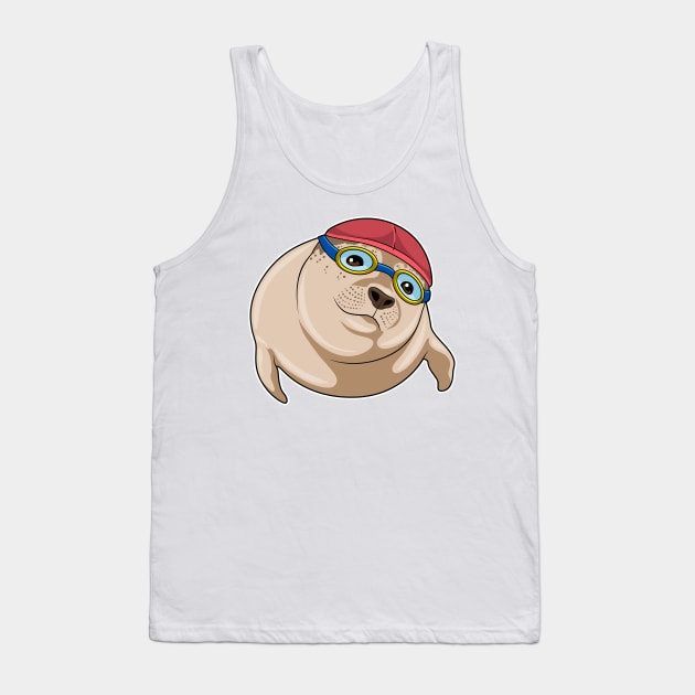 Seal at Swimming with Swimming goggles Tank Top by Markus Schnabel